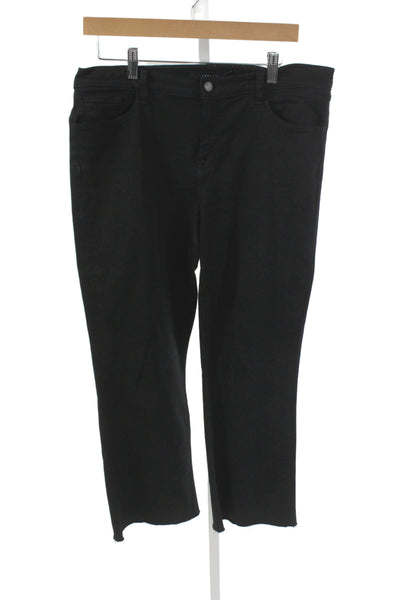 J Brand Women Cropped High Rise Black Jeans Button Closure Size 32