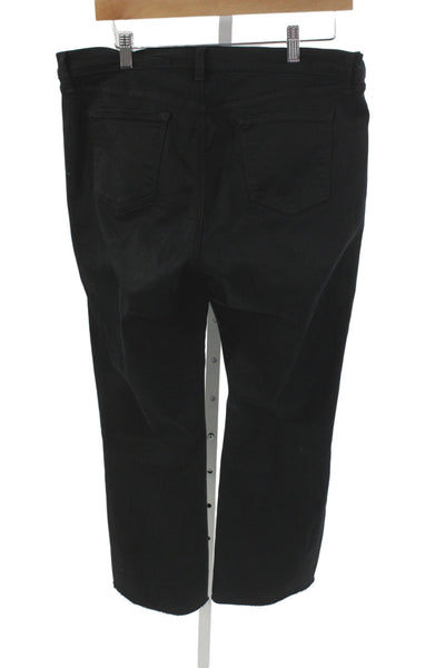 J Brand Women Cropped High Rise Black Jeans Button Closure Size 32