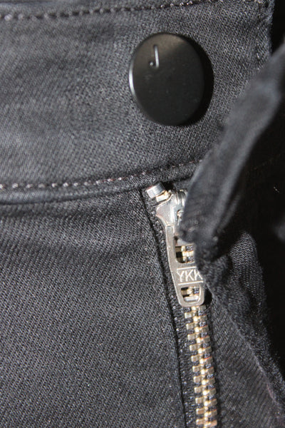 J Brand Women Cropped High Rise Black Jeans Button Closure Size 32