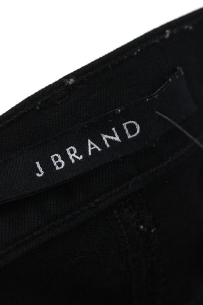 J Brand Women Cropped High Rise Black Jeans Button Closure Size 32