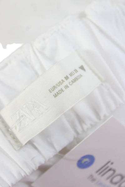 Zara Womens A-Line Skirt White Cotton Solid Size M