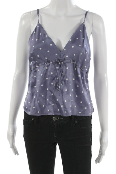 Reformation Women Silk V-Neck Polka Dot Bohemian Camisole Purple Size S