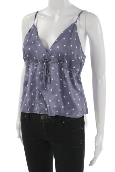 Reformation Women Silk V-Neck Polka Dot Bohemian Camisole Purple Size S