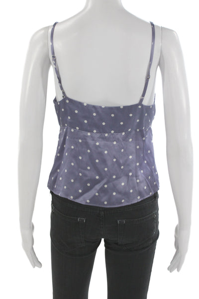Reformation Women Silk V-Neck Polka Dot Bohemian Camisole Purple Size S
