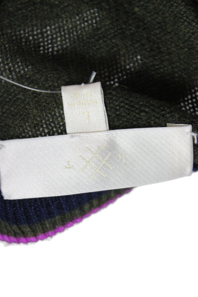 Lisa Todd Unisex Striped Cashmere Pullover Sweater Green Size L