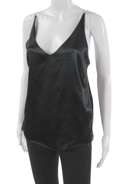 J Brand Womens V-Neck Sleeveless Camisole Black Polyester Size M