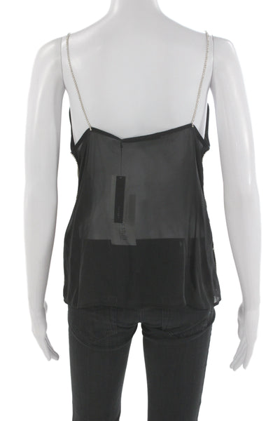J Brand Womens V-Neck Sleeveless Camisole Black Polyester Size M