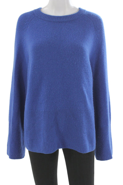 360 Cashmere Unisex Pullover Sweater Blue Crew Neck 100% Cashmere Size L