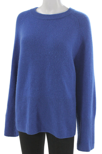 360 Cashmere Unisex Pullover Sweater Blue Crew Neck 100% Cashmere Size L