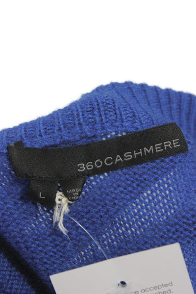 360 Cashmere Unisex Pullover Sweater Blue Crew Neck 100% Cashmere Size L