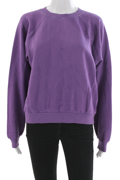 Loup Unisex Pullover Sweatshirt Purple Crew Neck Long Sleeve Cotton Size L