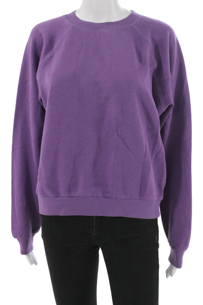 Loup Unisex Pullover Sweatshirt Purple Crew Neck Long Sleeve Cotton Size L
