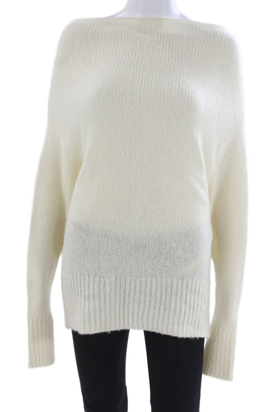 Brochu Walker Unisex White Wool Cashmere Pullover Sweater Long Sleeve Size M