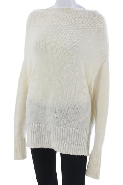 Brochu Walker Unisex White Wool Cashmere Pullover Sweater Long Sleeve Size M