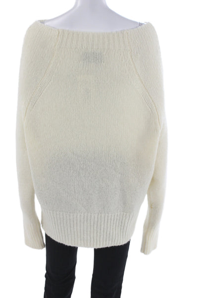 Brochu Walker Unisex White Wool Cashmere Pullover Sweater Long Sleeve Size M