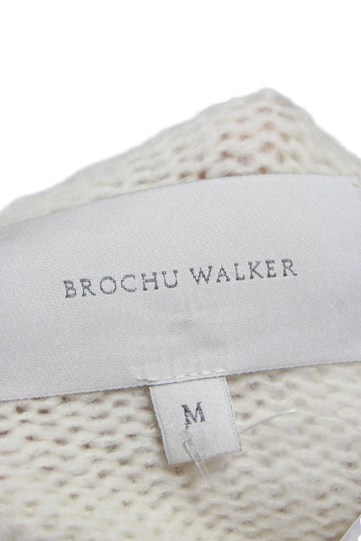 Brochu Walker Unisex White Wool Cashmere Pullover Sweater Long Sleeve Size M