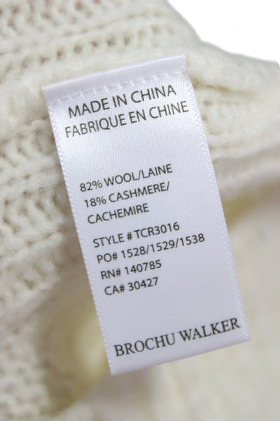 Brochu Walker Unisex White Wool Cashmere Pullover Sweater Long Sleeve Size M