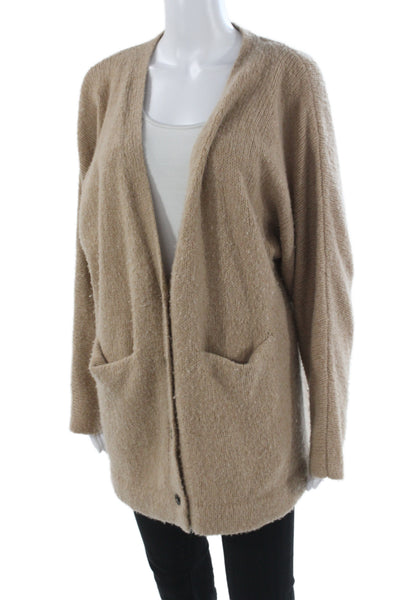 Xirena Unisex Cardigan Beige V-Neck Button Wool Cashmere Long Sleeve Size M