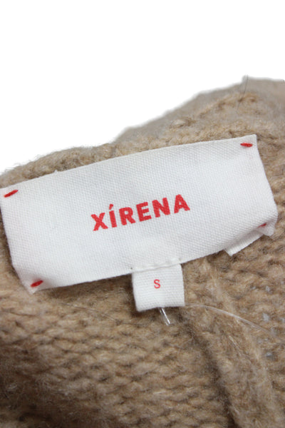 Xirena Unisex Cardigan Beige V-Neck Button Wool Cashmere Long Sleeve Size M