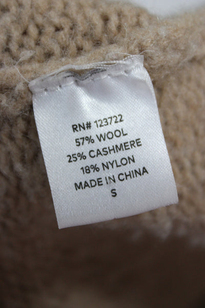 Xirena Unisex Cardigan Beige V-Neck Button Wool Cashmere Long Sleeve Size M