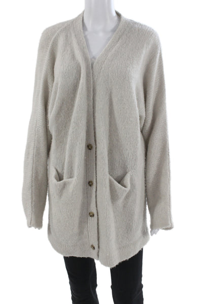 Xirena Unisex Beige V Neck Button Wool Cashmere Cardigan Long Sleeve Size XS