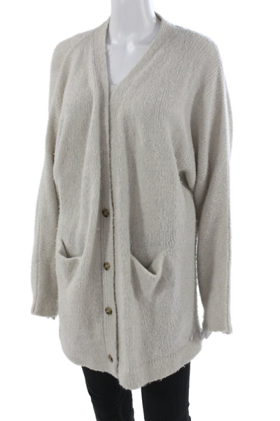 Xirena Unisex Beige V Neck Button Wool Cashmere Cardigan Long Sleeve Size XS
