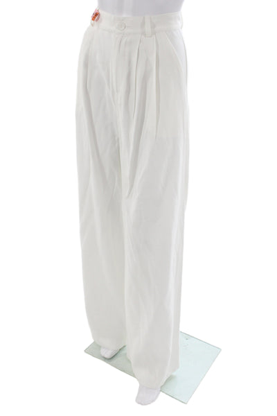 Nonchalant Label Unisex Dress Pants White Rayon Blend Size M