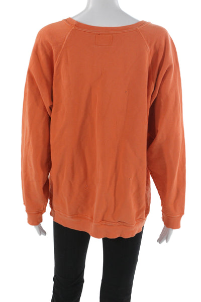 Retro Brand Womens Pullover Sweatshirt Orange 100% Cotton Long Sleeve Size M
