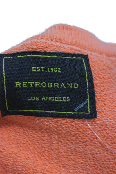 Retro Brand Womens Pullover Sweatshirt Orange 100% Cotton Long Sleeve Size M