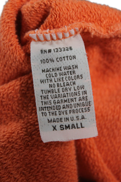Retro Brand Womens Pullover Sweatshirt Orange 100% Cotton Long Sleeve Size M