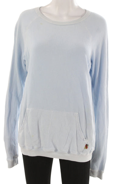 FREE CITY Womens Pullover Sweatshirt Light Blue Crewneck Size S
