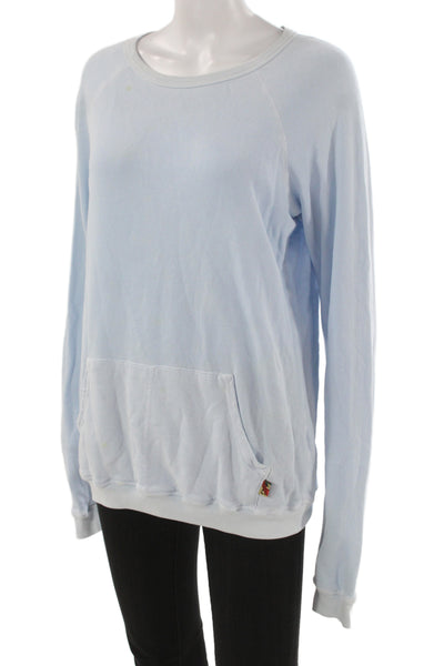 FREE CITY Womens Pullover Sweatshirt Light Blue Crewneck Size S