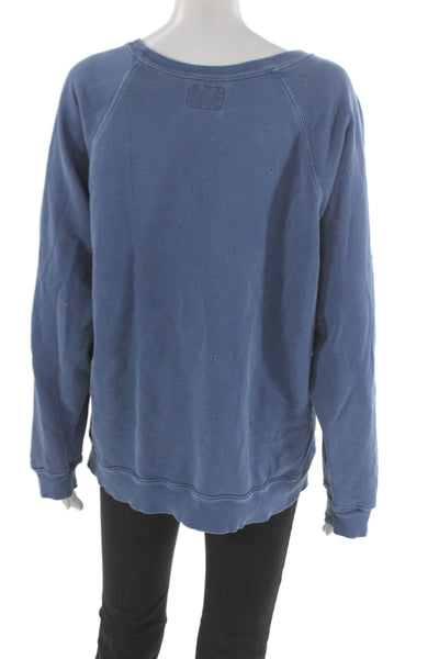 Retro Brand Womens Pullover Sweatshirt Blue College Graphic Size XS