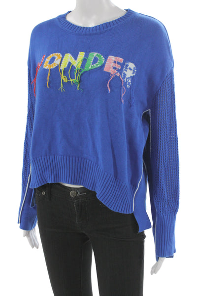 Mira Mikati Unisex Pullover Sweater Blue 100% Cotton Long Sleeve Size 4
