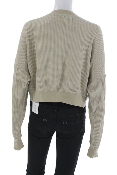 Electric & Rose Women Henley Sweatshirt Beige Button Crew Neck Size XS