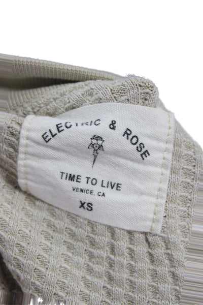 Electric & Rose Women Henley Sweatshirt Beige Button Crew Neck Size XS