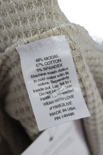 Electric & Rose Women Henley Sweatshirt Beige Button Crew Neck Size XS