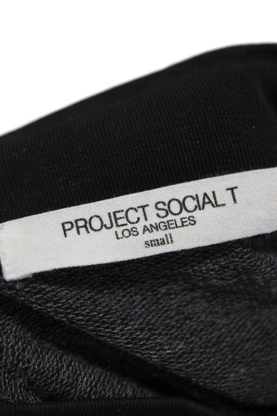 Project Social T Women Black Henley Sweatshirt Mock Neck Long Sleeve Size S