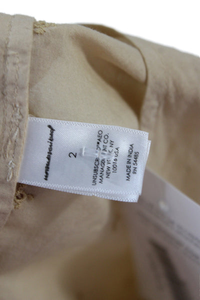 Unsubscribed Womens Bohemian Beige V-Neck Button-Up Blouse Short Sleeve Size 2