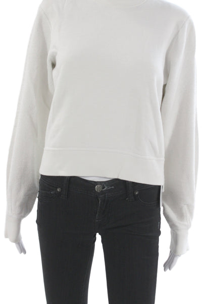 Rag & Bone Women Pullover Sweatshirt White Cotton Mock Neck Long Sleeve Size S