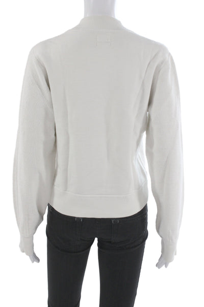 Rag & Bone Women Pullover Sweatshirt White Cotton Mock Neck Long Sleeve Size S
