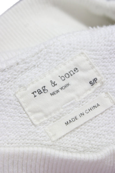 Rag & Bone Women Pullover Sweatshirt White Cotton Mock Neck Long Sleeve Size S