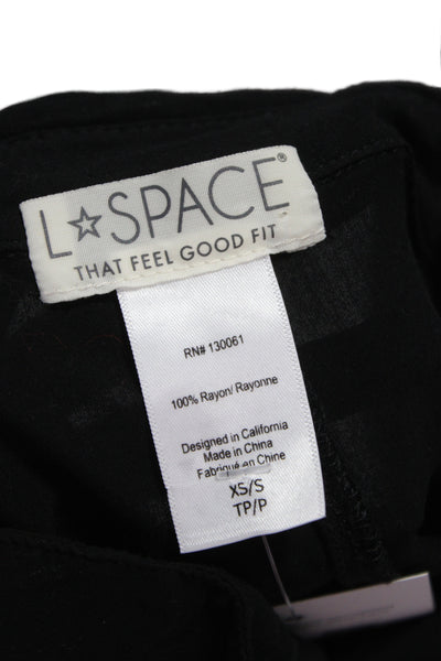 L Space Womens Collared Rayon Tunic Button Up 3/4 Sleeve Black Size XS