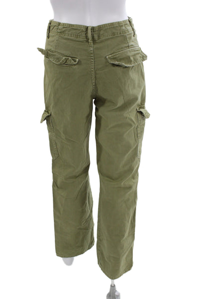 Zara Unisex Army Green Cargo Pants Cotton Button 29in Inseam Size 2