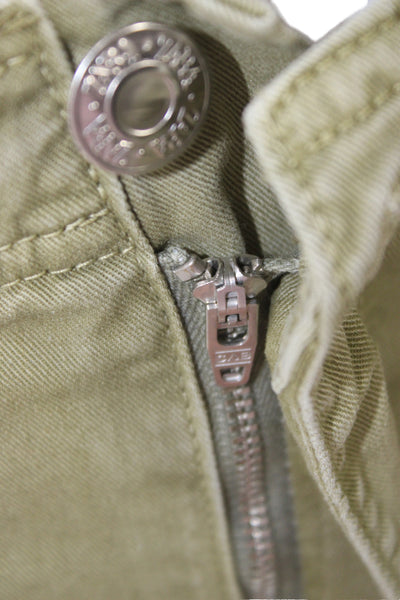 Zara Unisex Army Green Cargo Pants Cotton Button 29in Inseam Size 2