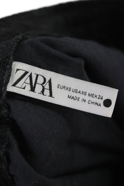 Zara Unisex Black Cotton Windbreaker Jogger Pants Drawstring Size XS