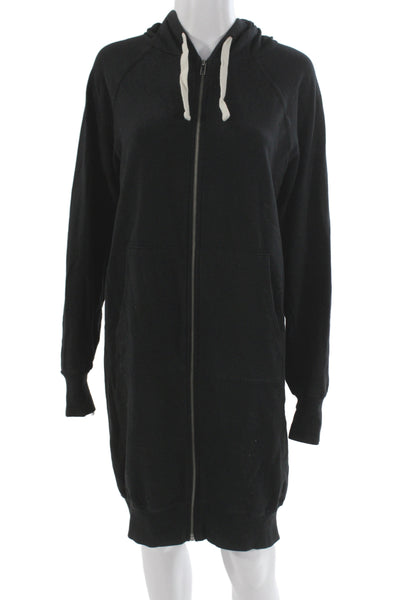 Electric & Rose Women Full-zip Hoodie Black Longsleeve Drawstring Cotton Size S