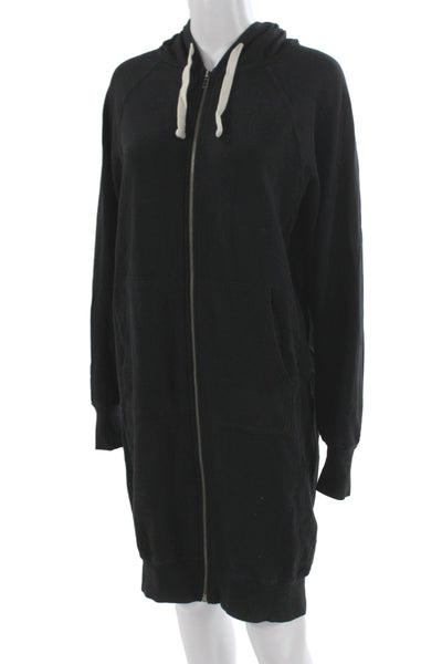 Electric & Rose Women Full-zip Hoodie Black Longsleeve Drawstring Cotton Size S