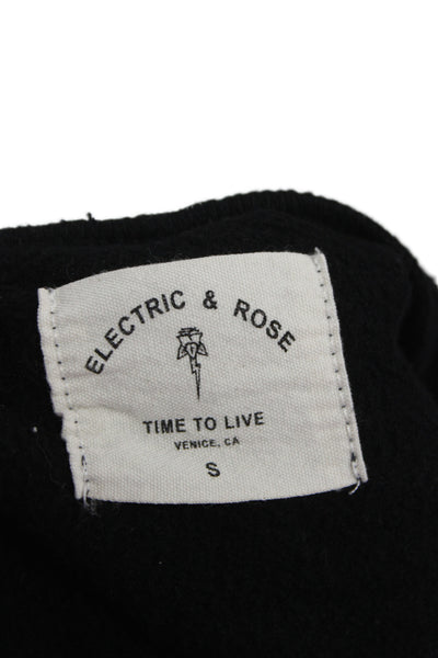 Electric & Rose Women Full-zip Hoodie Black Longsleeve Drawstring Cotton Size S