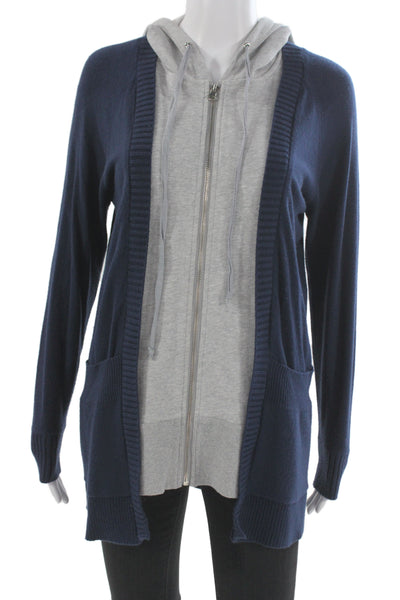 Central Park West Womens Full-Zip Hoodie Gray Drawstring Long Sleeve Size XS